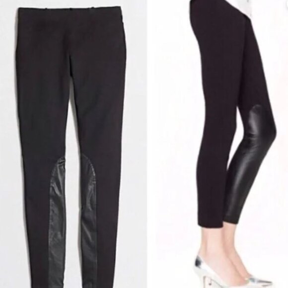 J. Crew Gigi Ponte Leather Accent Pants Leggings 00 - Picture 1 of 6
